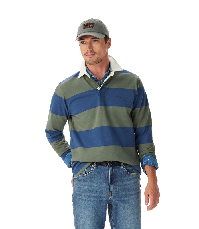 R.M.Williams - Jones Stripe Rugby - Ensign Blue/Spruce Green