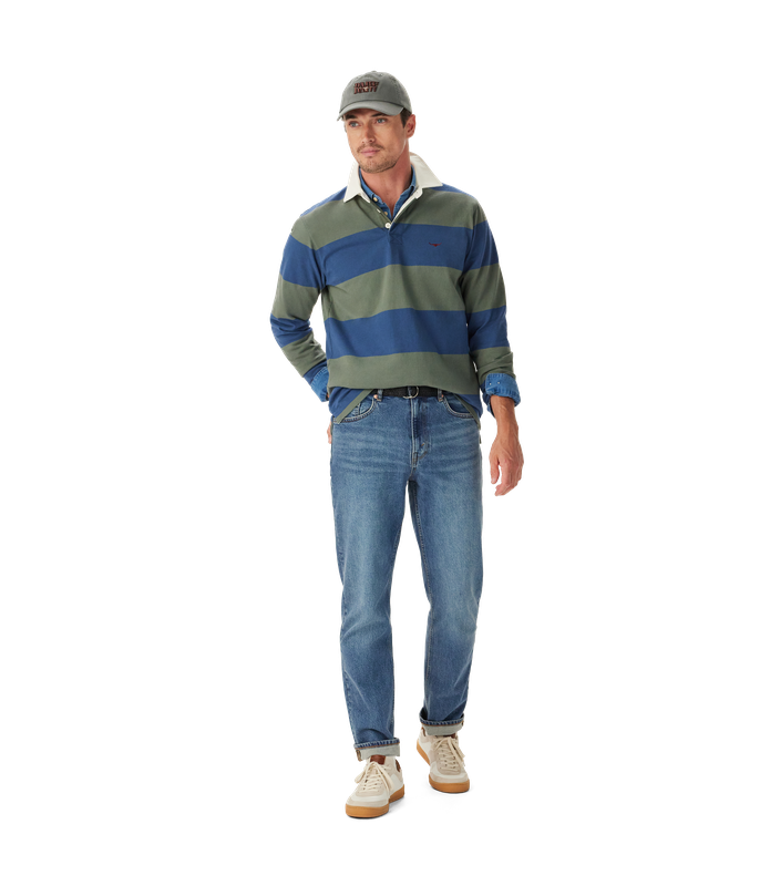 R.M.Williams - Jones Stripe Rugby - Ensign Blue/Spruce Green