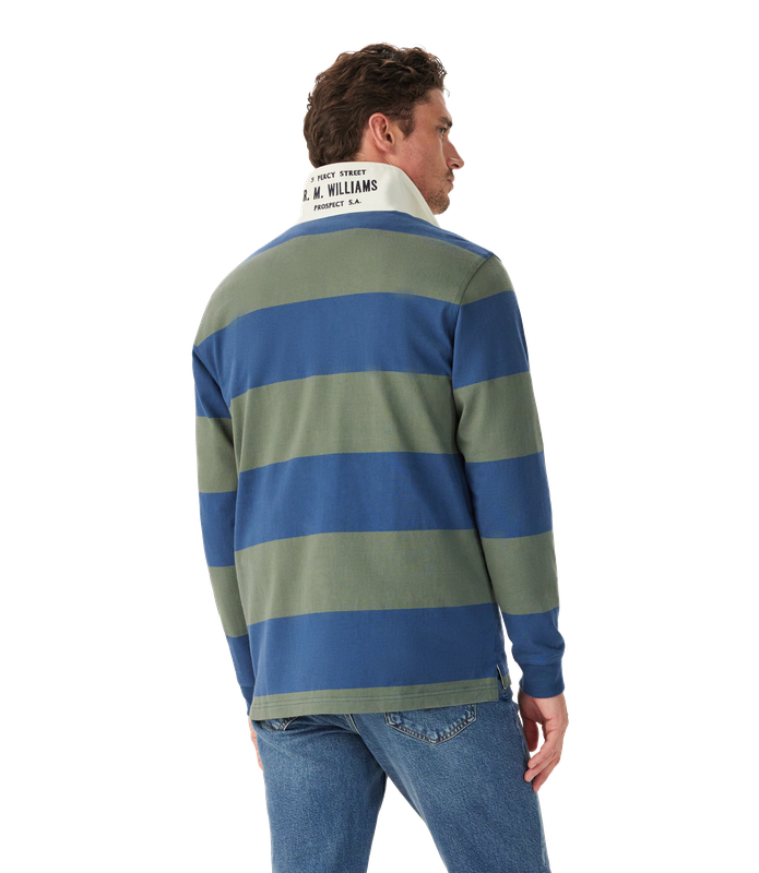 R.M.Williams - Jones Stripe Rugby - Ensign Blue/Spruce Green