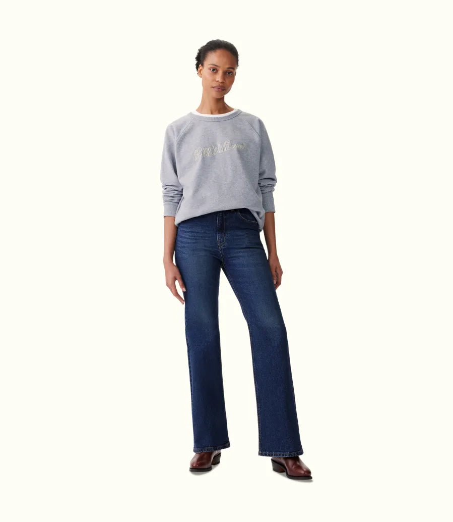 R.M. Williams Rope Raglan Crew - Grey Marle
