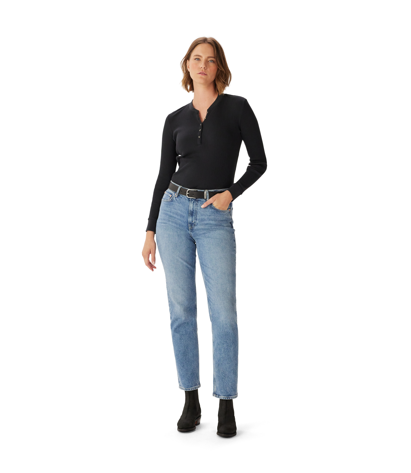 R.M.Williams - Avoca Ribbed Henley - Black