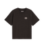 A dark brown short-sleeve crewneck t-shirt with a small white embroidered logo on the left chest, displayed flat against a solid white background.
