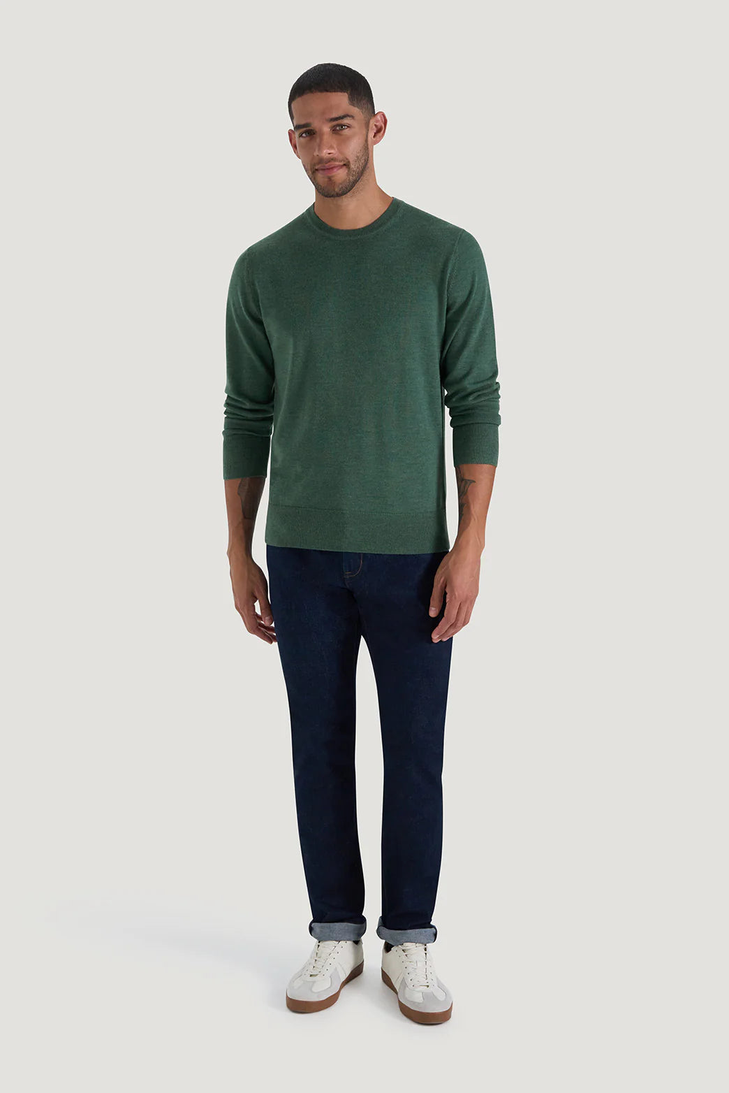 M.J. Bale - Sandringham Merino Crew Knit - Summit Green