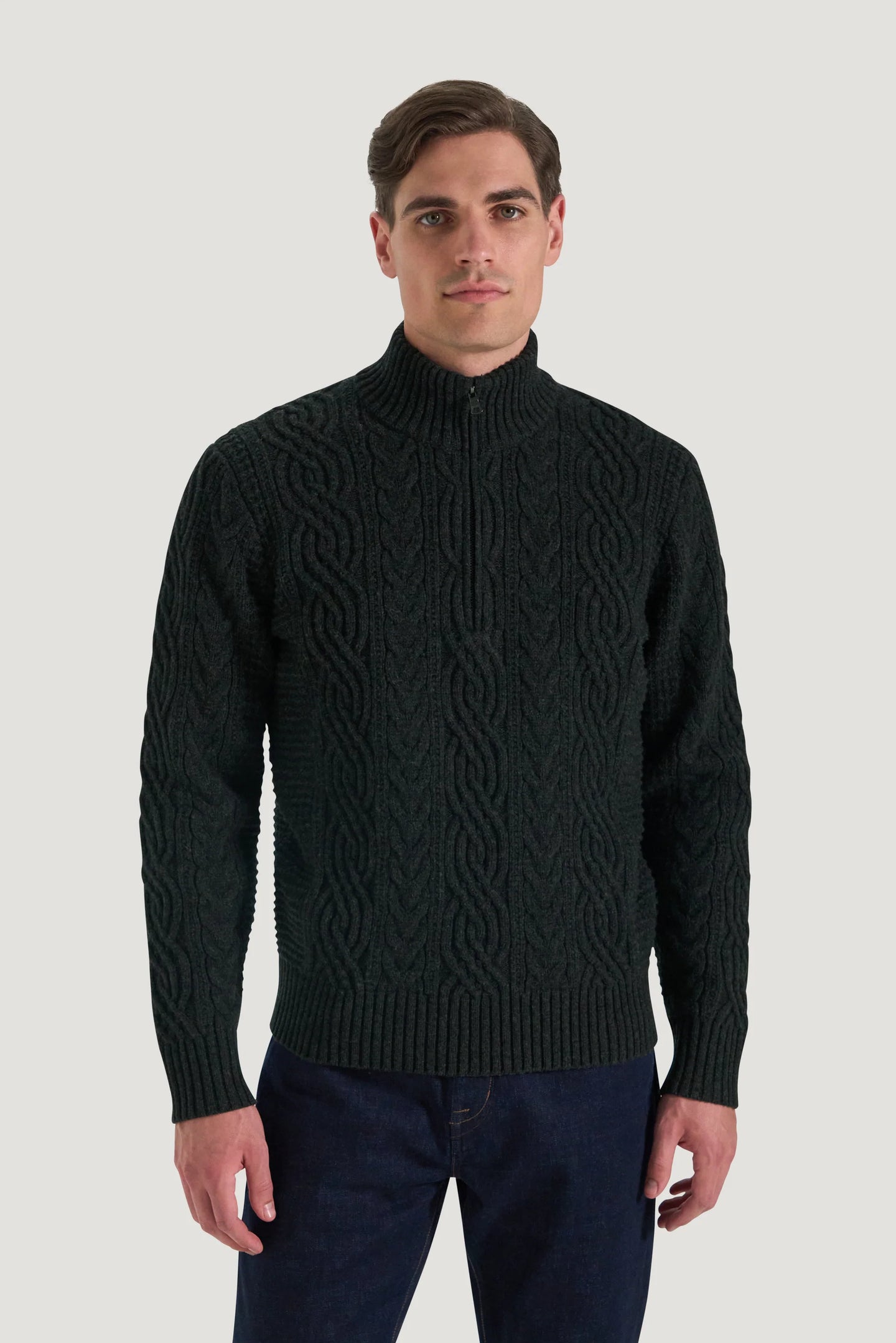 M.J. Bale - Bull Cable Half Zip Knit - Charcoal