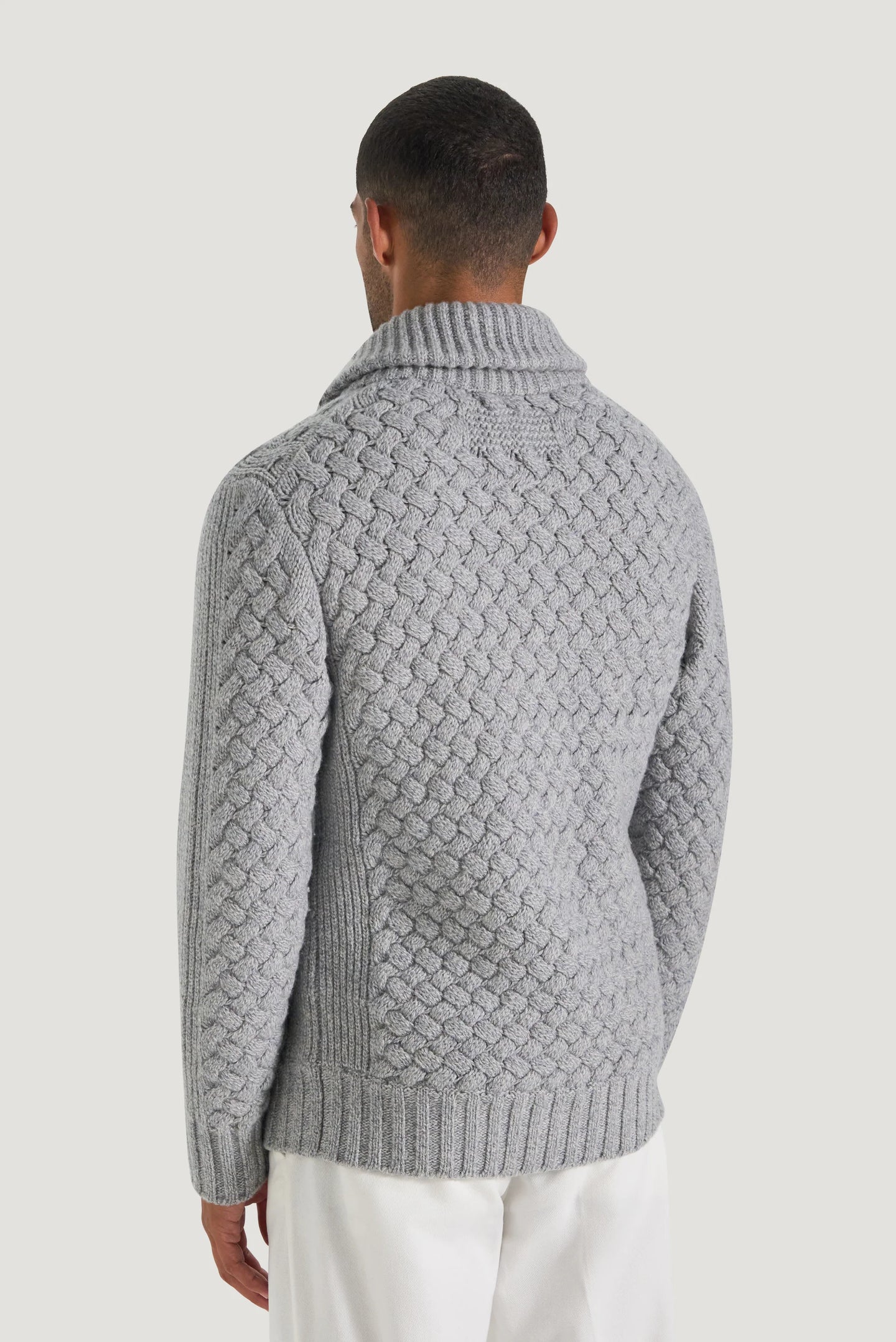 M.J. Bale - Munro Shawl Cardigan - Light Grey Melange