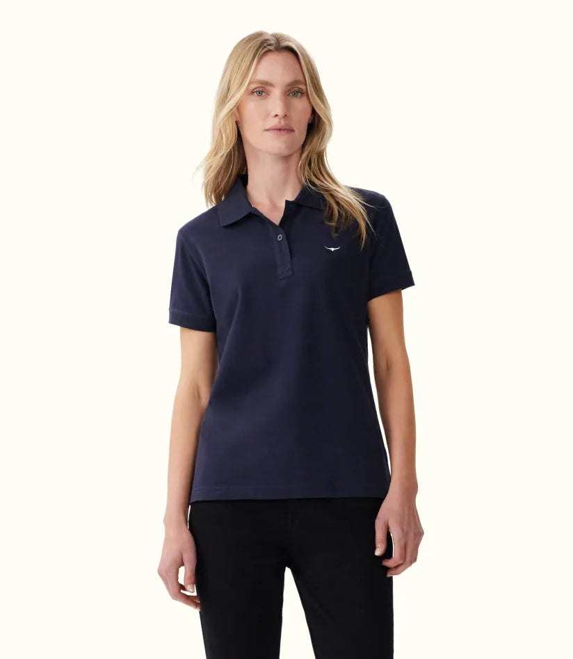 R.M.Williams women's cotton piqué polo shirt with short sleeves and regular fit.