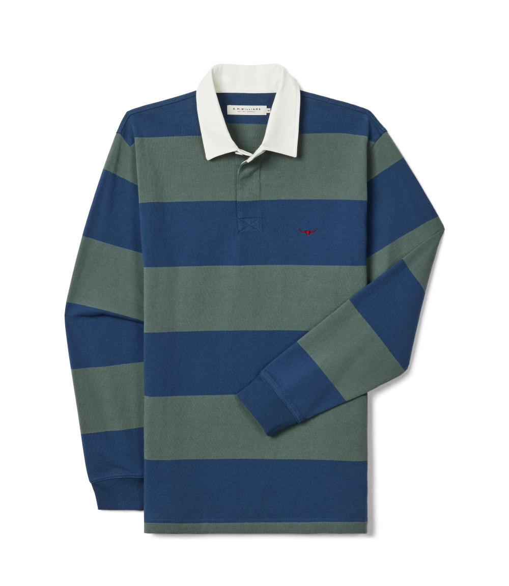 R.M.Williams - Jones Stripe Rugby - Ensign Blue/Spruce Green
