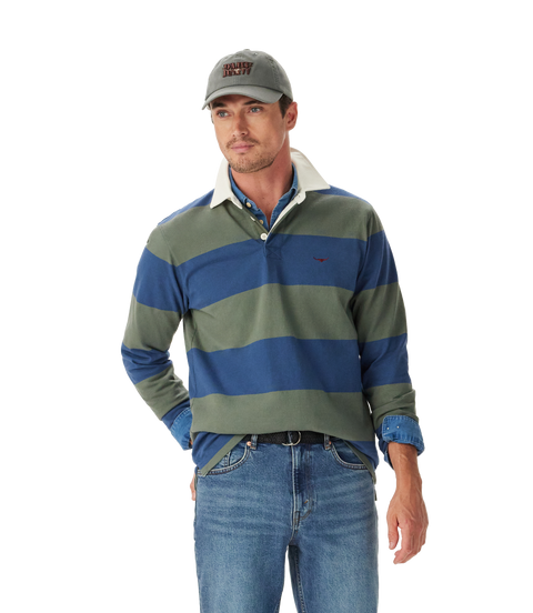R.M.Williams - Jones Stripe Rugby - Ensign Blue/Spruce Green