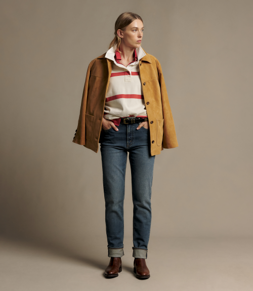 R.M.Williams - Narran Heritage Stripe Rugby - Ivory Scarlet