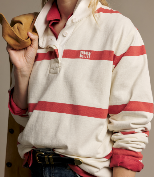 R.M.Williams - Narran Heritage Stripe Rugby - Ivory Scarlet