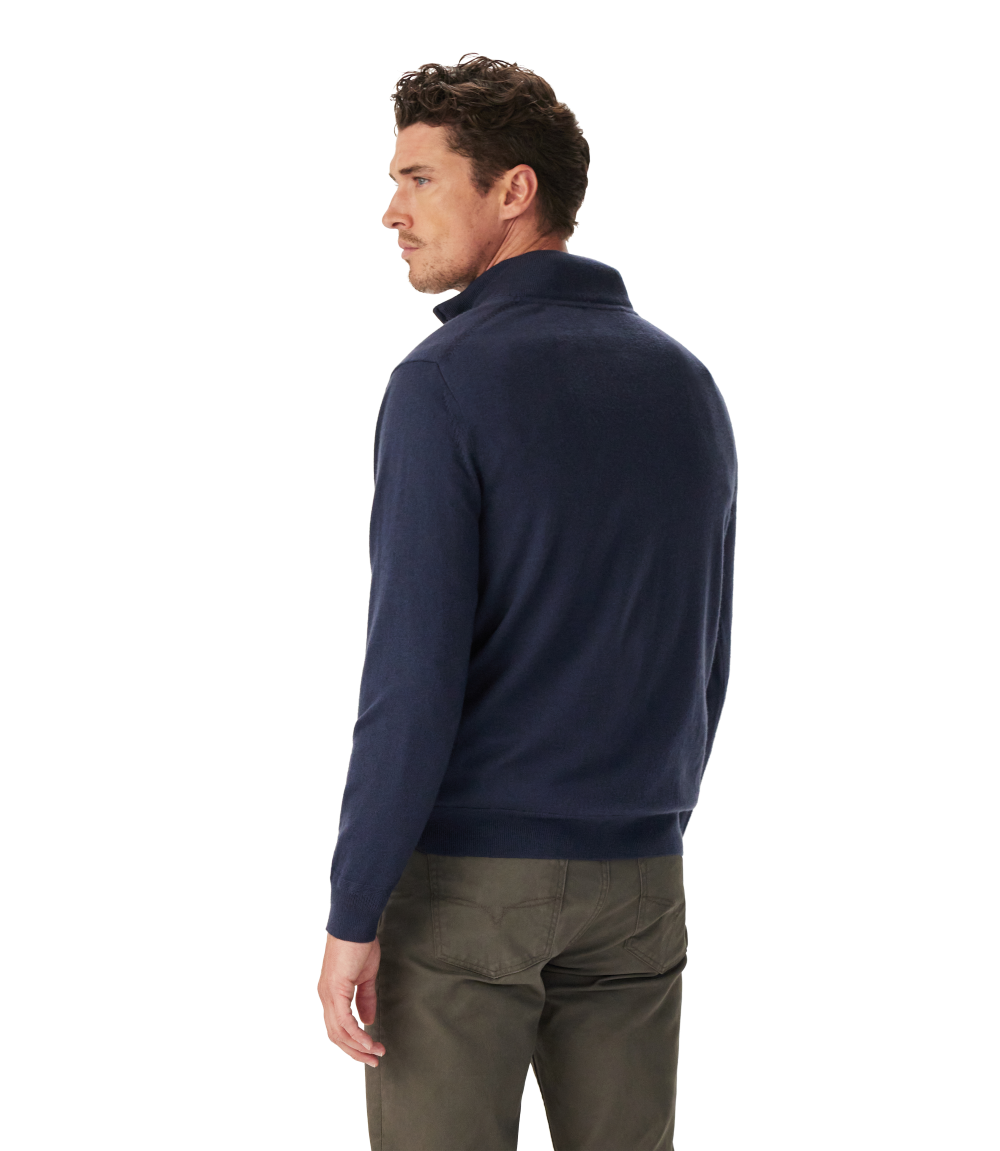 R.M.Williams - Ernest Merino Quarter Zip Jumper - Navy