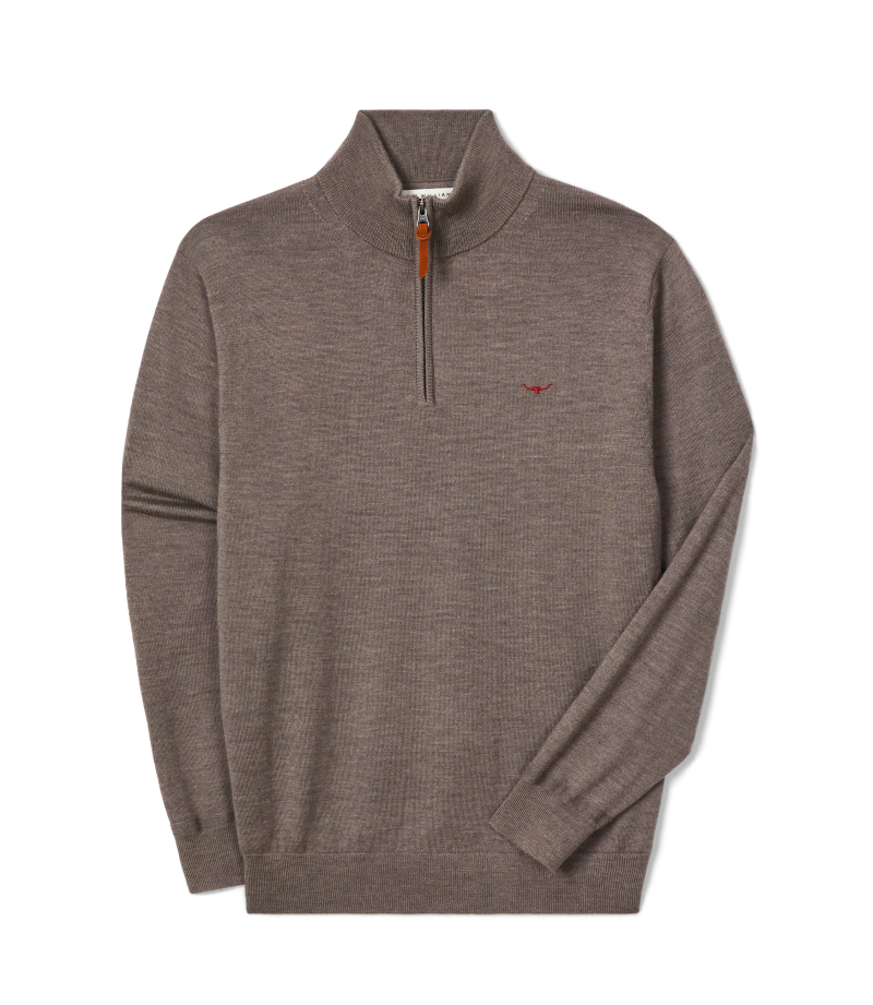 R.M.Williams - Ernest Merino Quarter Zip Jumper - Nutmeg