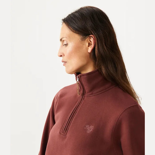 RM Williams - Trickett Zip Neck Sweatshirt - Maroon