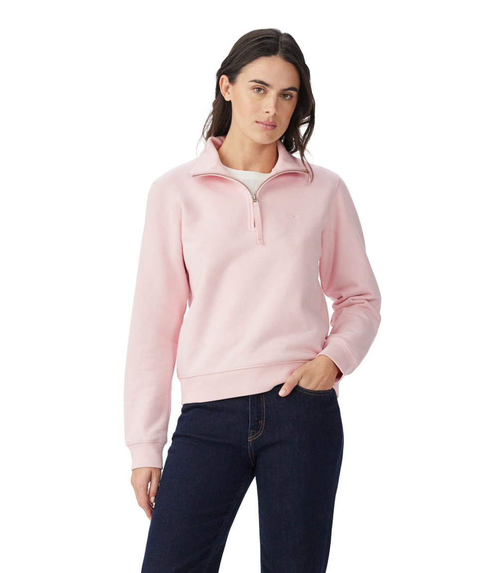 R.M.Williams - Trickett Quarter Zip Sweatshirt - Pink