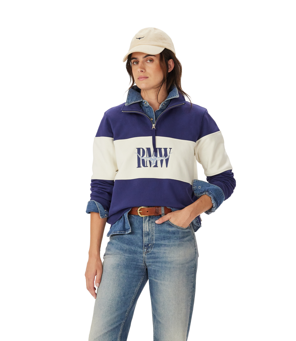 R.M.Williams - Trickett Panel Quarter Zip Sweatshirt - French Navy