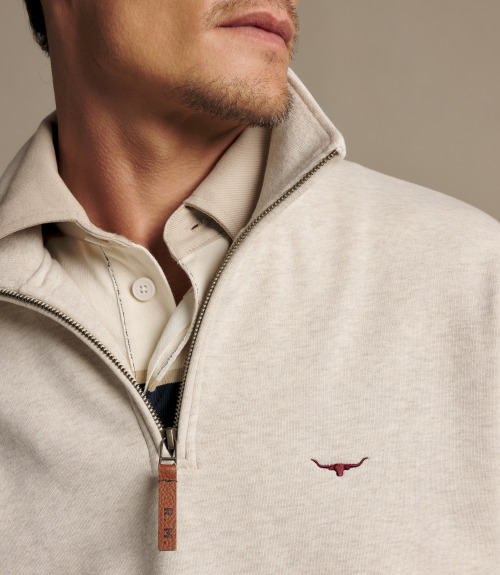 R.M.Williams - Mulyungarie 1/4 Zip Sweat - Ecru Marle