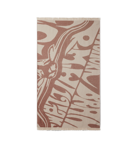 R.M.Williams - Longhorn Towel - Rustic Brown featuring vintage logo print on organic cotton.