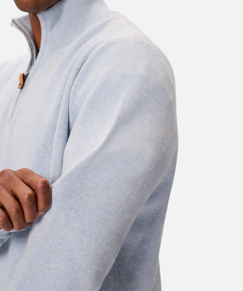 Industrie - The Lakewood Zip Neck Knit - Light Blue Marle