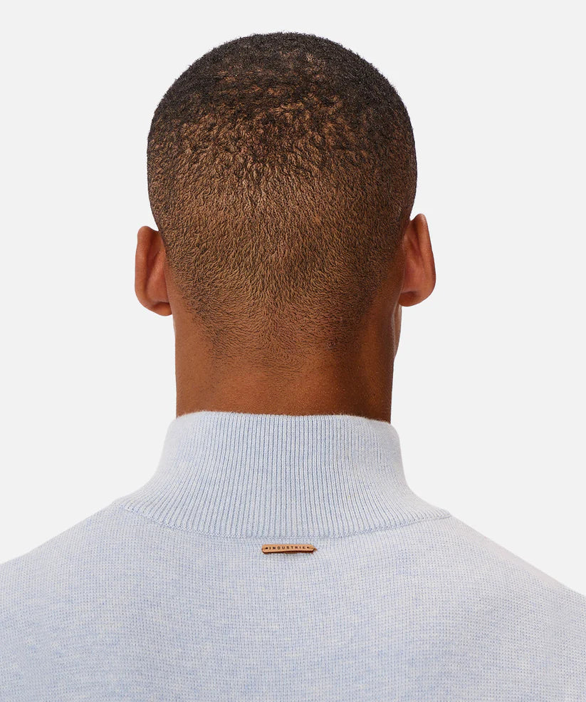 Industrie - The Lakewood Zip Neck Knit - Light Blue Marle
