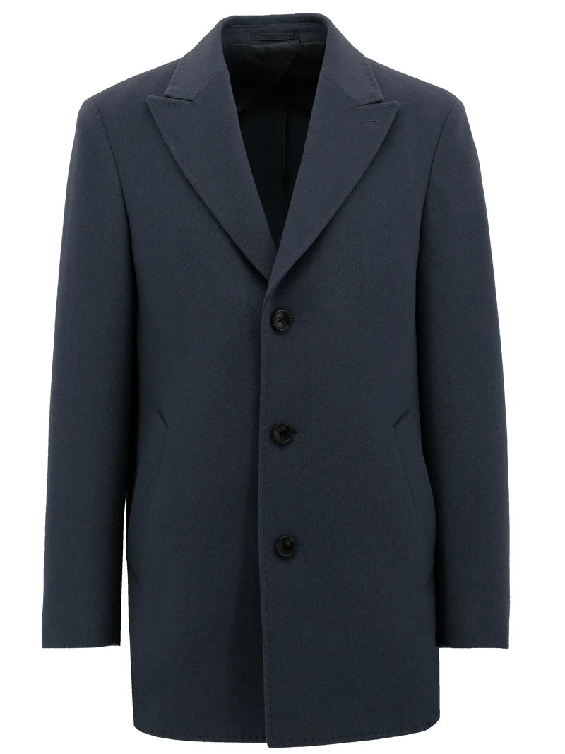 Boston Fine Tailoring - Lincoln Wool Blend Overcoat - Navy