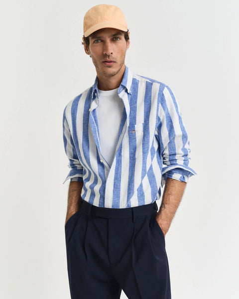 GANT - Linen Shirt - Bold Stripe - Rich Blue