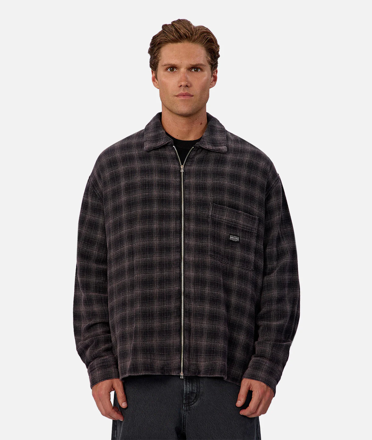 Industrie - The Camino Long Sleeve Shirt - Check - Black/Charcoal