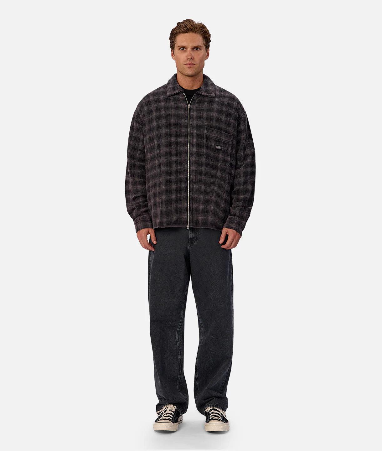 Industrie - The Camino Long Sleeve Shirt - Check - Black/Charcoal