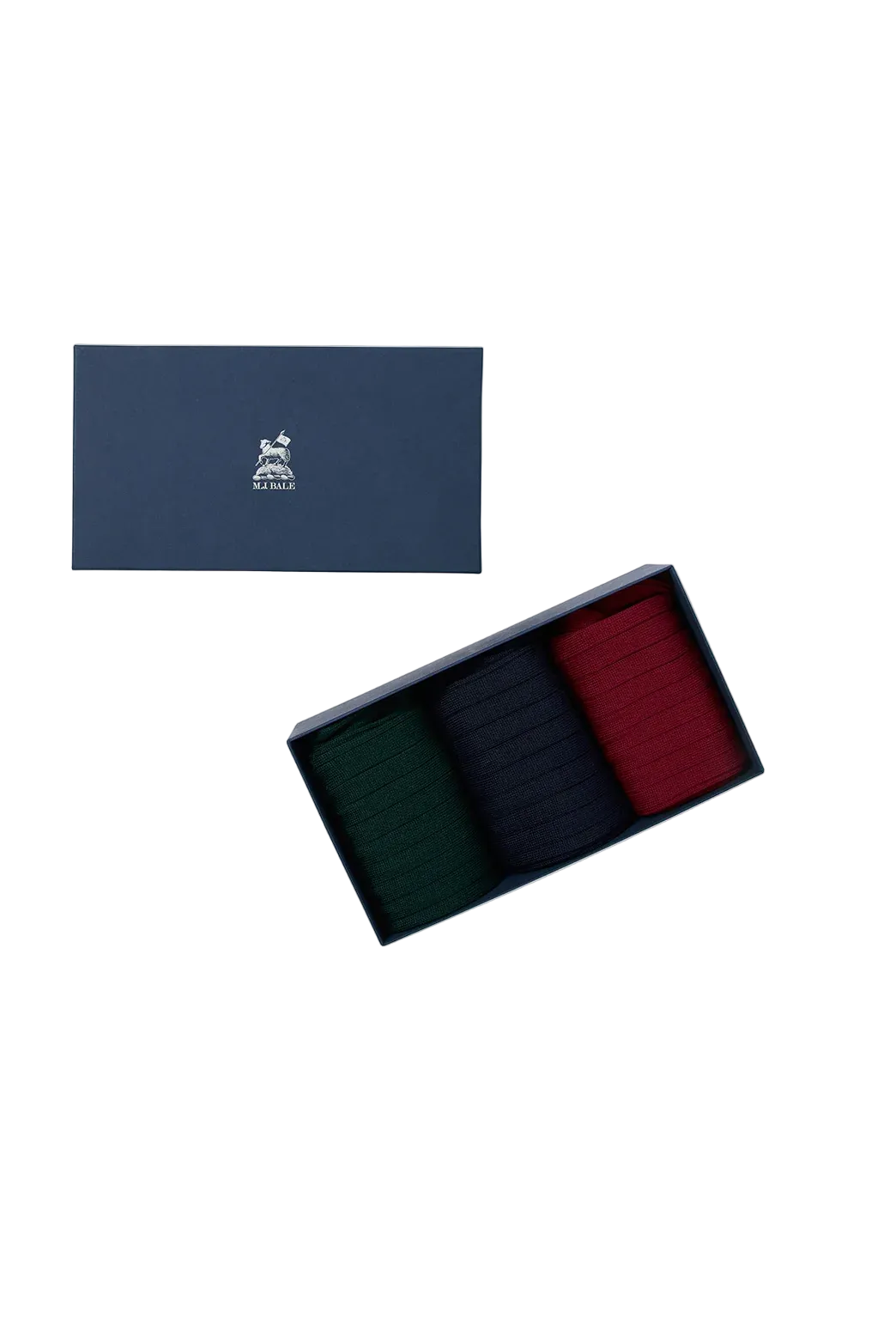 M.J.Bale - 3 Pack Socks - Green, Navy, Red