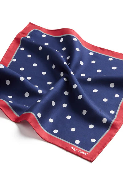 M.J. Bale - Mercury Pocket Square - Navy, Red & White