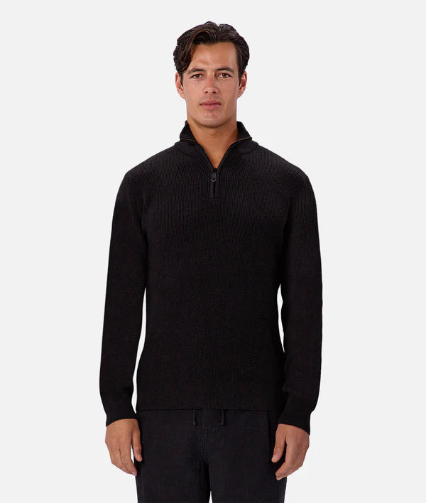 Industrie - The New England Zip Neck Knit - Black