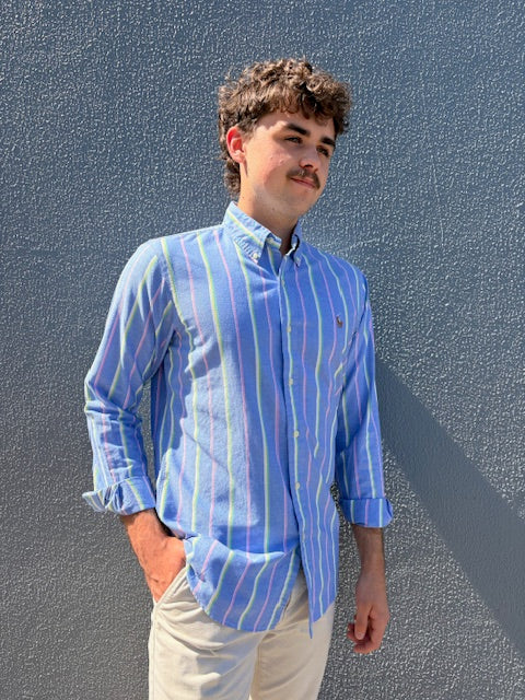 Polo Ralph Lauren - Oxford Shirt - Stripe - Royal Blue/Pink