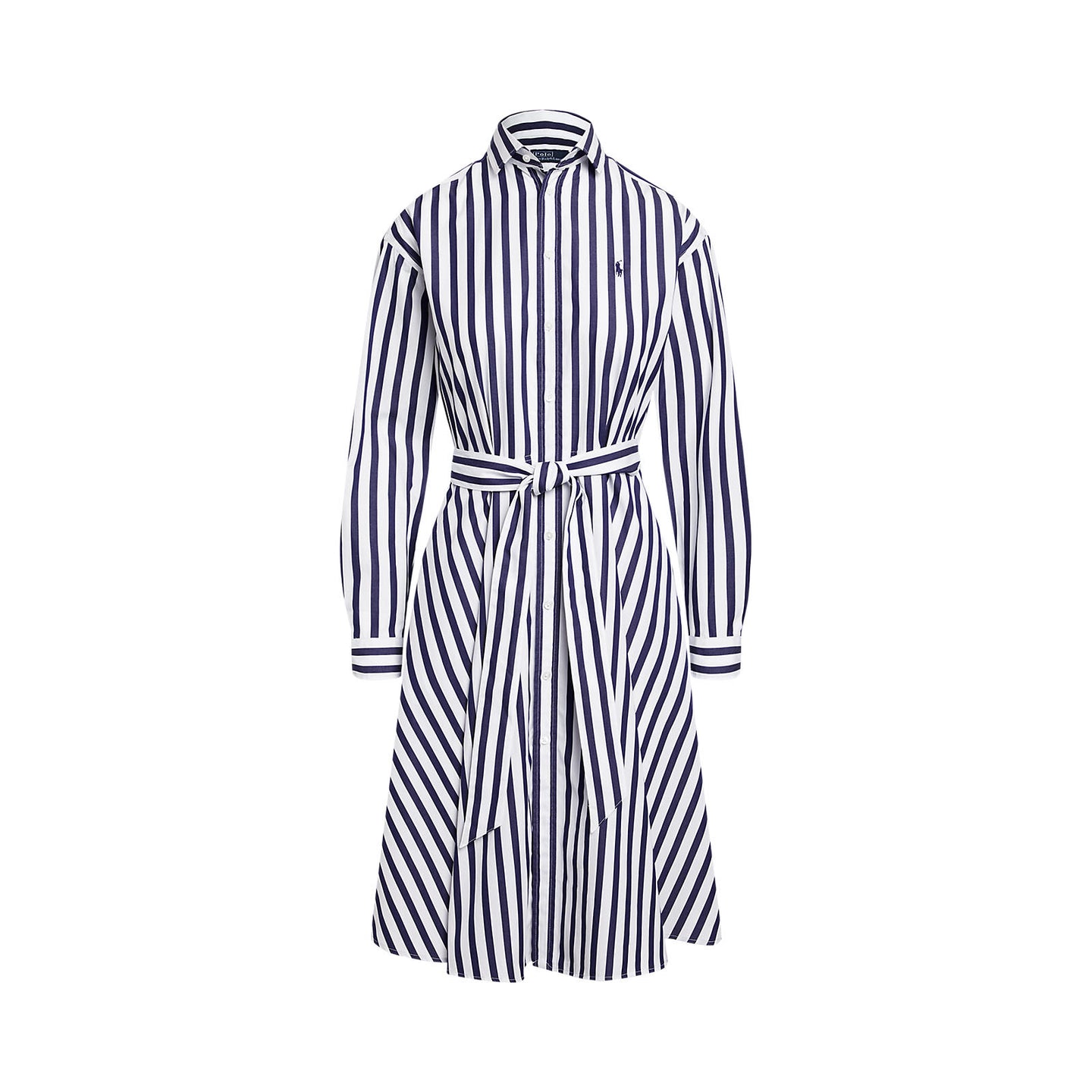 Polo Ralph Lauren Long Sleeve Ela Day Dress - Navy/White Vertical Stripes