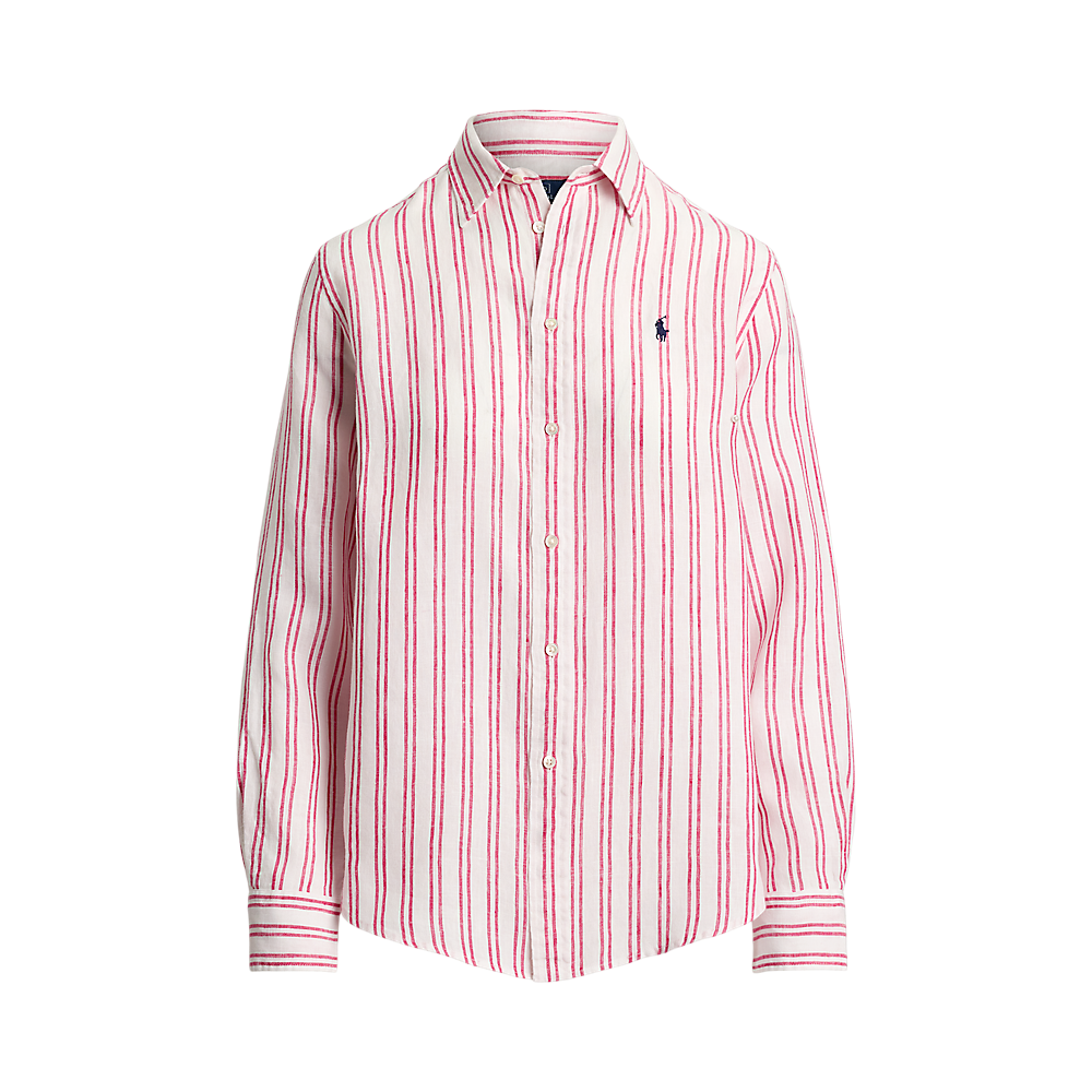 Polo Ralph Lauren - Classic Fit Linen Striped Shirt - White and Red