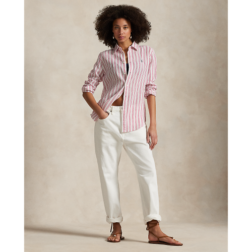 Polo Ralph Lauren - Classic Fit Linen Striped Shirt - White and Red