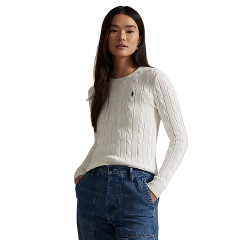 Polo Ralph Lauren - Womens Cable Knit Cotton Sweater - White
