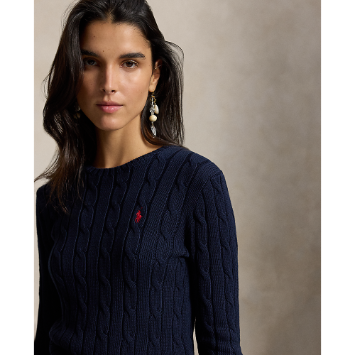 Polo Ralph Lauren - Womens Cable Knit Cotton Sweater - Navy