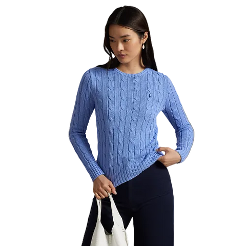 Polo Ralph Lauren - Cable Knit Cotton Crewneck Sweater - Litchfield Blue