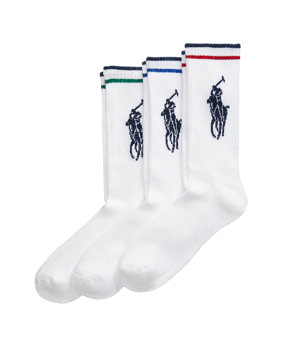 Polo Ralph Lauren - Ralph Lauren - 3 Pack Cotton Rib Crew Sock - White