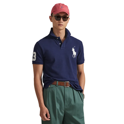 Polo Ralph Lauren - Custom Slim Fit Big Pony Mesh Polo Shirt - Navy