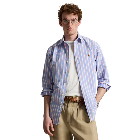 Polo Ralph Lauren - Custom Fit Striped Oxford Shirt - Blue and Pink