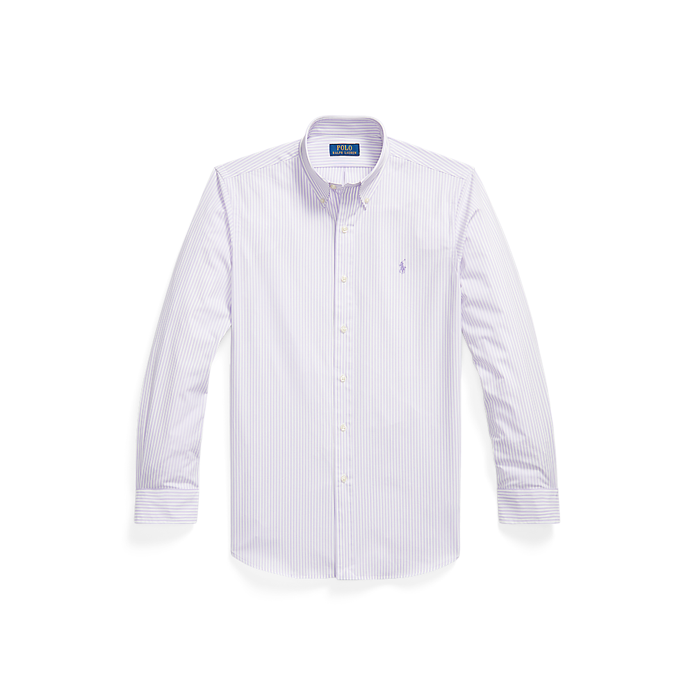 Polo Ralph Lauren - Custom Fit Striped Stretch Poplin Shirt - Purple White