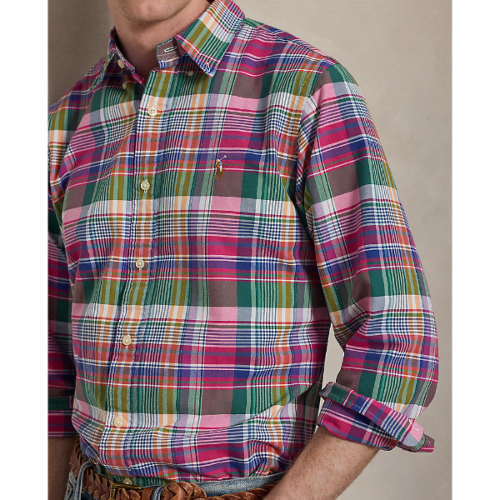 Polo Ralph Lauren - Custom Fit Plaid Oxford Shirt - Pink Blue