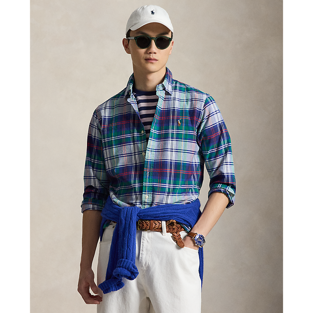 Polo Ralph Lauren - Custom Fit Plaid Oxford Shirt - Green and Blue