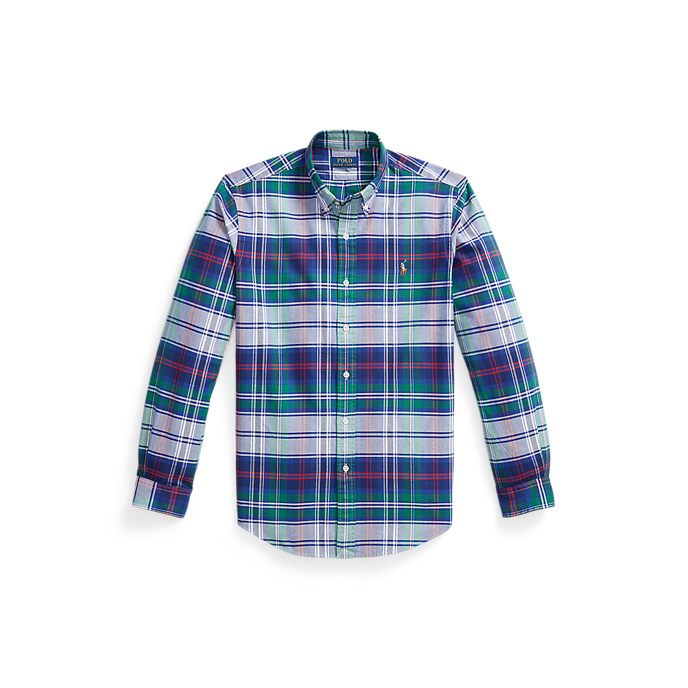 Polo Ralph Lauren - Custom Fit Plaid Oxford Shirt - Green and Blue