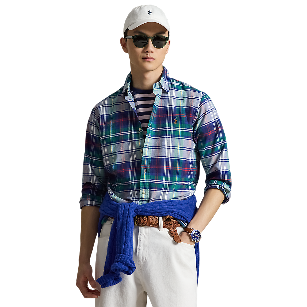 Polo Ralph Lauren - Custom Fit Plaid Oxford Shirt - Green and Blue
