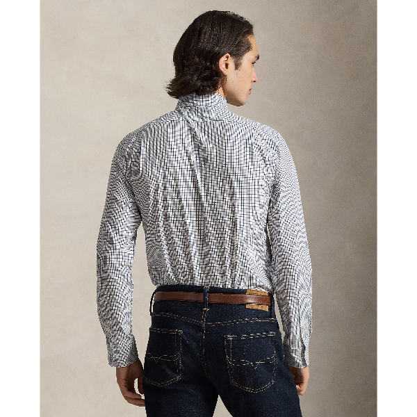 POL710974534012-Polo Ralph Lauren - Custom Fit Plaid Stretch Poplin Shirt - White
