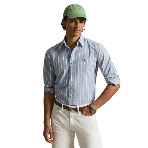 Polo Ralph Lauren - Custom Fit Striped Oxford Shirt - Navy Green Multi
