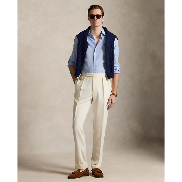 Polo Ralph Lauren - Custom Fit Houndstooth Linen-Blend Shirt - Blue White