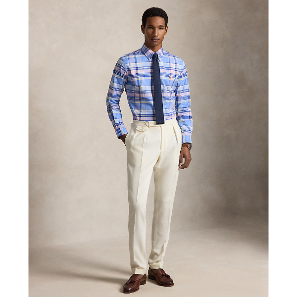 Polo Ralph Lauren - Custom Fit Plaid Stretch Oxford Shirt - Blue Pink