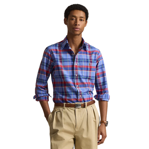 Polo Ralph Lauren - Custom Fit Plaid Oxford Shirt - Blue and Red